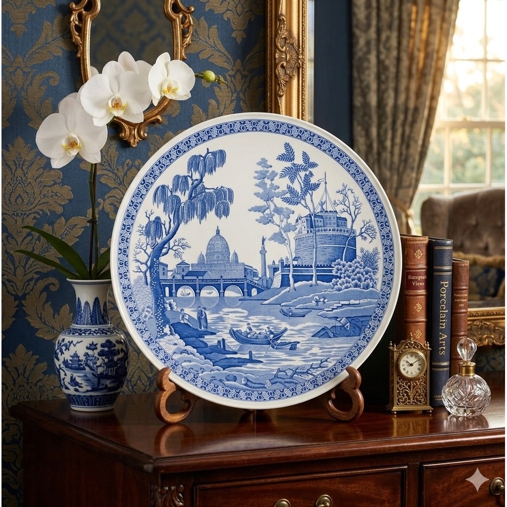 Spode Blue Room Collection Rome Plate Blue White Transferware Made in England